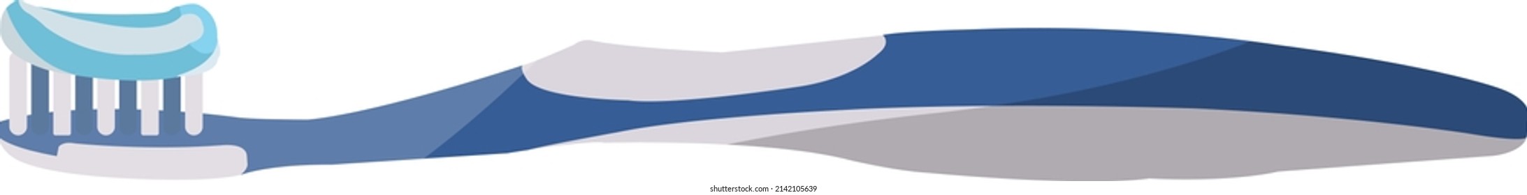 One blue toothbrush, illustration, vector on a white background.