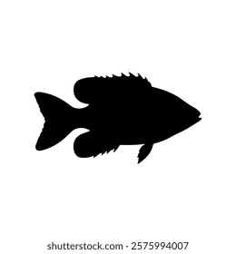 One bluegill fish silhouette icon vector illustration design on white background.