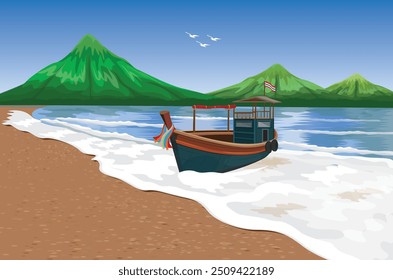 one boat on the beach vector design
