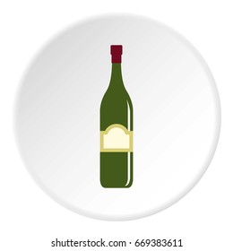 One bottle icon in flat circle isolated on white vector illustration for web