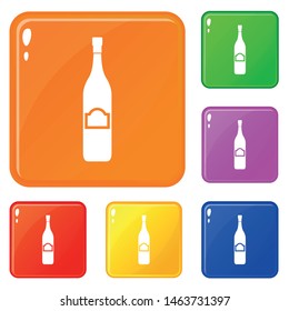 One bottle icons set collection vector 6 color isolated on white background