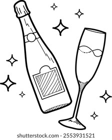 one bottle of wine and a glass filled with wine for the party