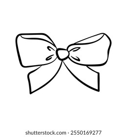 One bow in a linear style. Vector bow hand drawn isolated