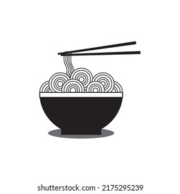 One Bowl Of Ready-to-eat Noodles, Vector Logo Icon