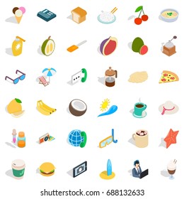 One breakfast icons set. Isometric style of 36 one breakfast vector icons for web isolated on white background