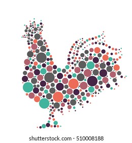 one bright new year's rooster on white background.