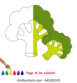 One Broccoli, the coloring book to educate preschool kids with easy gaming level, the kid educational game to color the colorless half by sample.