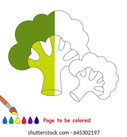 One Broccoli, the coloring book to educate preschool kids with easy gaming level, the kid educational game to color the colorless half by sample.