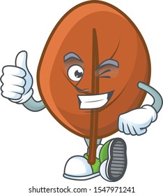 one brown autumn leaf in thumbs up character.