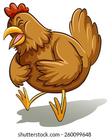 One brown fat hen on a white background