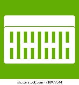 One building brick icon white isolated on green background. Vector illustration