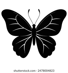  one butterfly silhouette vector illustration