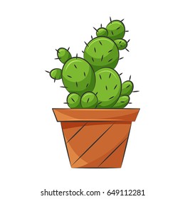 One cactus icon. Animated style. Vector illustration.