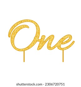 One cake topper glitter icon. Clipart image isolated on white background