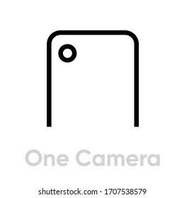 Un icono de teléfono de cámara. Vector de línea editable. Lente mona para fotos, video filmación en símbolo de smartphone. Pictograma único.