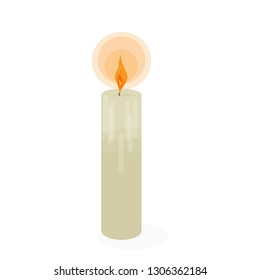 One candle is burning vector illustration