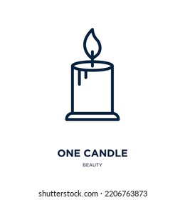 one candle icon from beauty collection. Thin linear one candle, cake, holiday outline icon isolated on white background. Line vector one candle sign, symbol for web and mobile
