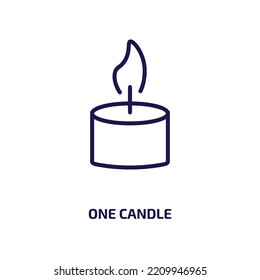 one candle icon from beauty collection. Thin linear one candle, birthday, holiday outline icon isolated on white background. Line vector one candle sign, symbol for web and mobile