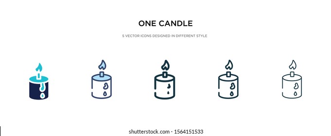 one candle icon in different style vector illustration. two colored and black one candle vector icons designed in filled, outline, line and stroke style can be used for web, mobile, ui
