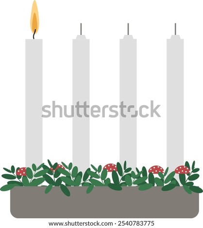 One candle lit at the first sunday in advent.