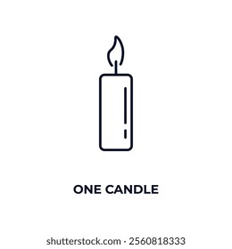 one candle outline icon. Linear vector from beauty concept. Thin line one candle icon isolated on white background