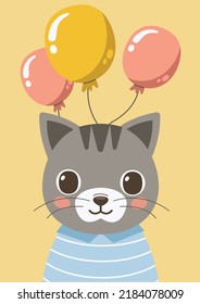 One card and poster from the cute animal collection. Festive cat.	