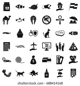One cat icons set. Simple style of 36 one cat vector icons for web isolated on white background