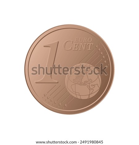 One cent euro coin - Euro 1 cent coin isolated on white background. Currency of the European Union - vector illustration