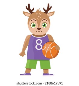 One character from the collection: schoolchildren are animals. Deer schoolboy with a basketball.
