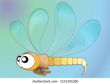 one character dragonfly beautiful - vector illustration