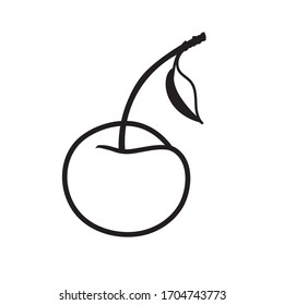 One cherry berry Icon in monochrome color