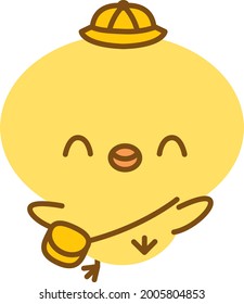 One chick kindergarten walks energetically 