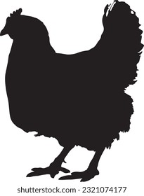 one chicken silhouette vector file, flat on white background