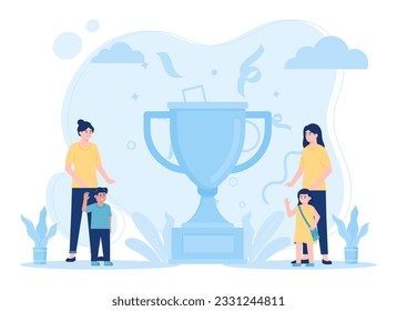 One child won an award trending concept flat illustration