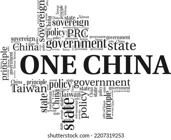 One China Policy Word Cloud Conceptual Design Isolated On White Background.