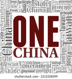 One China Policy Word Cloud Conceptual Design Isolated On White Background.