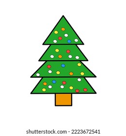 one Christmas tree with a simple design. vector illustration