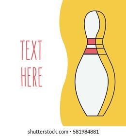 one clean & modern Bowling pin illustration with black line contour and color. Half an outline and a half painted with text.