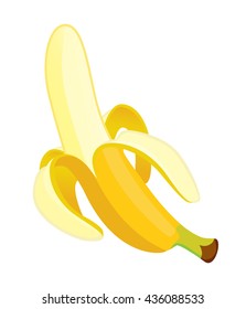 One cleaned banana . Vector illustration
