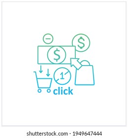 One click buying gradient icon. Disable internet shopping. Saving money. Ban online purchases.Mindful spending concept.Isolated vector illustration.Suitable to banners, mobile apps and presentation