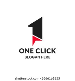  Ein-Klick-Logo im einfachen Stil. Digitales flaches Vektorsymbol. Illustration eines Cursor-Symbols