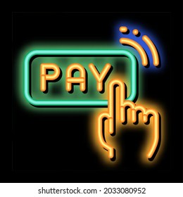 Un vector de signo de luz de neón de pago táctil. Icono brillante ilustración de símbolo transparente