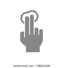 Un clic con un icono gris de dos dedos. dedos de pantalla multitáctil, símbolo de punteo de 2x