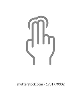 One click with two fingers line icon. Multi touch screen fingers, 2x tap symbol