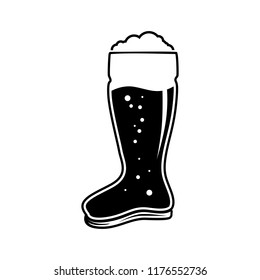 one clor beer boot glass black white icon illustration