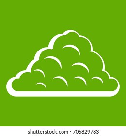 One cloud icon white isolated on green background. Vector illustration