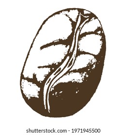 One coffee bean isolated on a white background. Sketch. Hand Drawn.