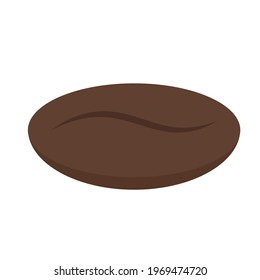 One coffee bean on a white background. Vector illustration with coffee.