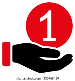 One Coin Payment vector icon. Style is flat symbol, rounded angles, white background.