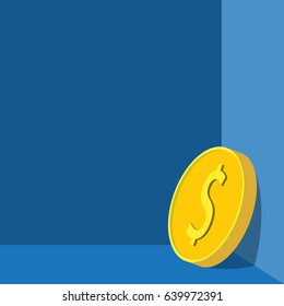 one coin in the room. vector illustration. 